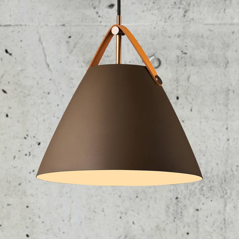 Hanglamp Strap met metalen kap beige, 27 cm de Nordlux en Beige, Lichtbruin – photo du produit 2 sur 5