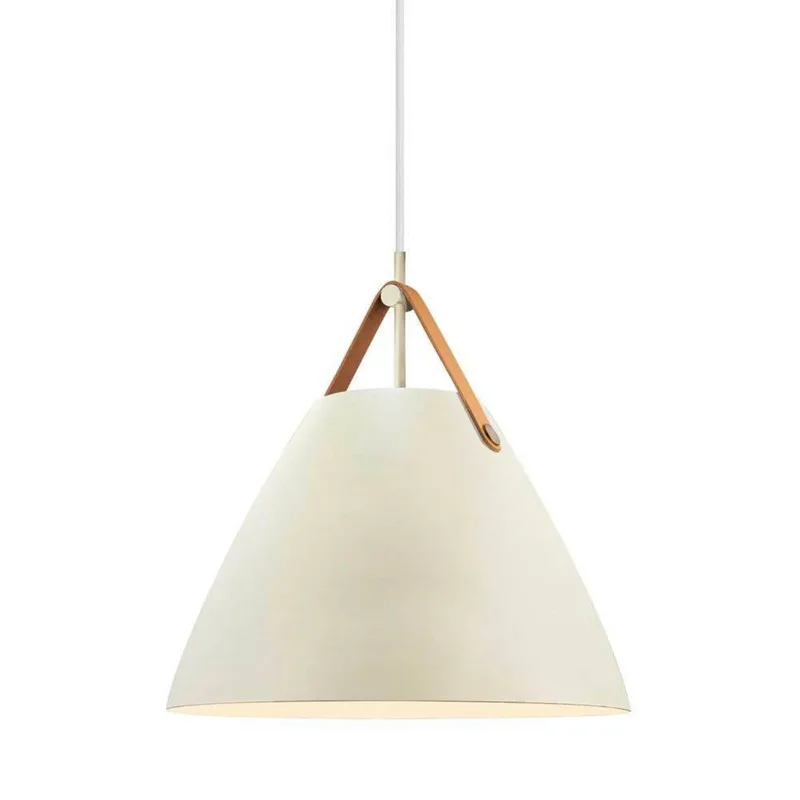 Hanglamp Strap, zandkleurig, Ø 36 cm, metaal/leer fra Nordlux i Zand – produktbillede 1 af 5