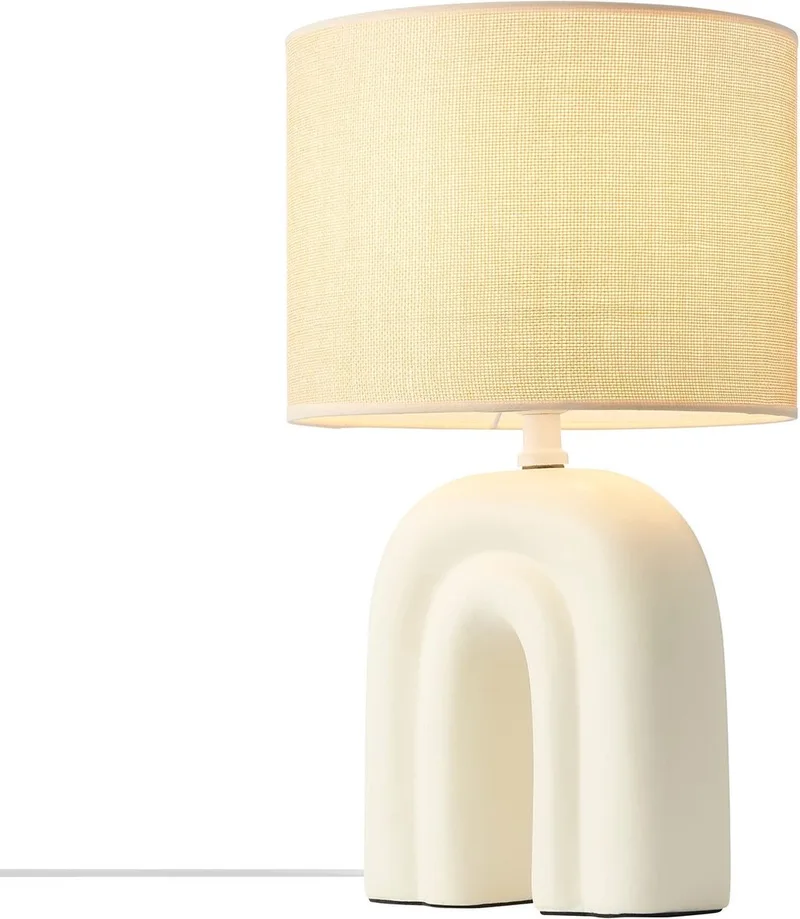 Haze-tafellamp-keramiek-textiel-E27-beige von Nordlux in Beige – Produktfoto