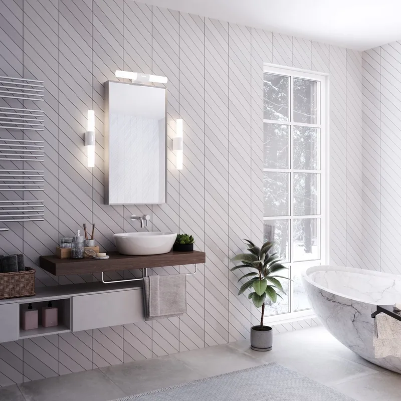 Helva Double Basic Badkamer Wandlamp - 3000K van Nordlux in Wit – productfoto