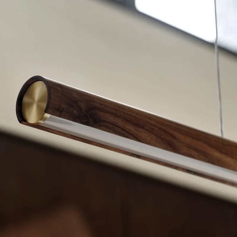 LED hanglamp Akeno, hout, metaal, dimbaar, 3.000 K från Nordlux i Donkerbruin – produktbild 4 av 5