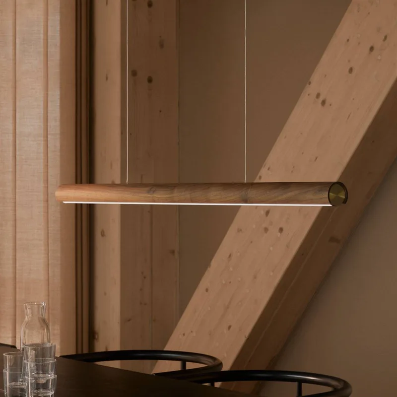 LED hanglamp Akeno, hout, metaal, dimbaar, 3.000 K från Nordlux i Donkerbruin – produktbild 1 av 5