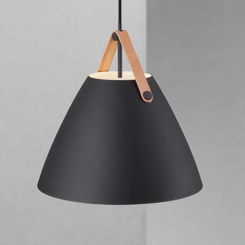LED-Pendelleuchte Strap 36, schwarz von Nordlux in Schwarz, Braun – Produktfoto 1 von 5