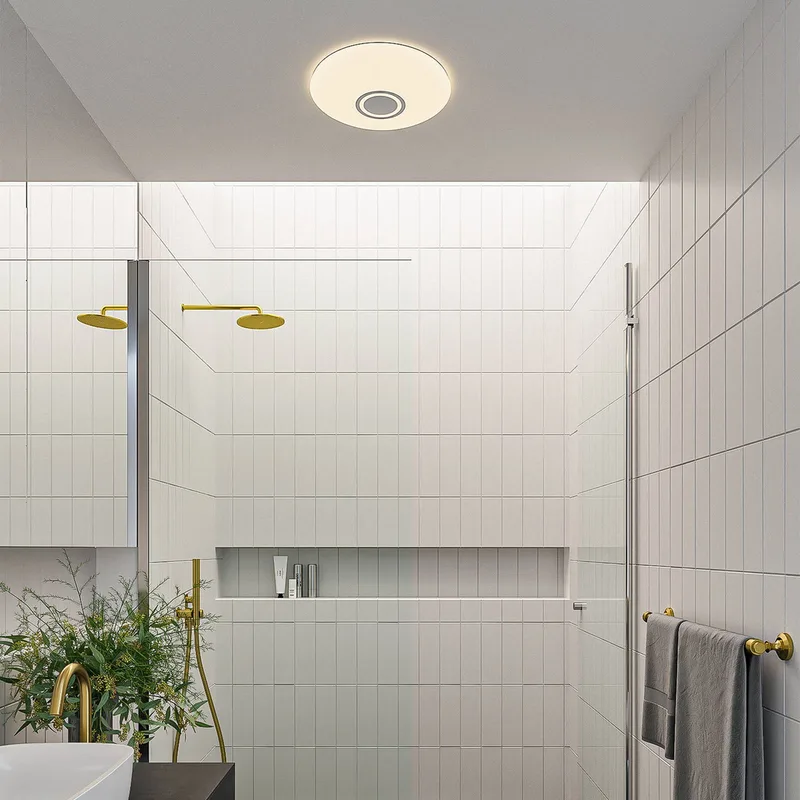 LED plafondlamp DJay Smart CCT met luidspreker van Nordlux in Wit, grijs – productfoto