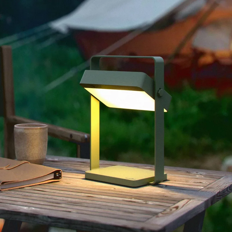 LED tafellamp Saulio, olijfgroen, IP44, aluminium, USB, accu by Nordlux in Olijfgroen, wit gesatineerd – product photo