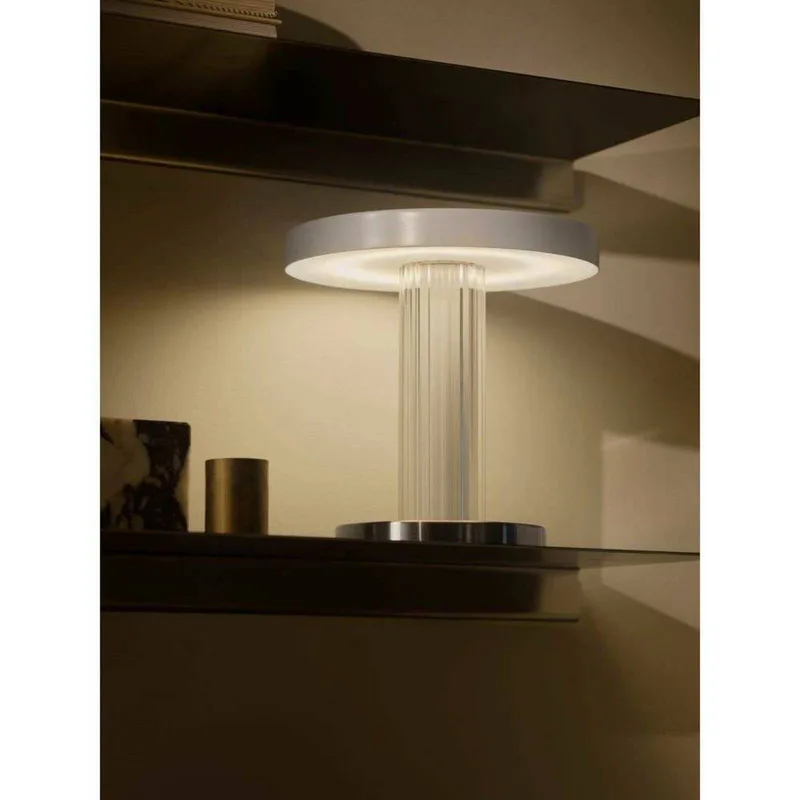 LED tafellamp Trezzi, wit, hoogte 22 cm, metaal/glas von Nordlux in Weiß, Transparent – Produktfoto 4 von 5