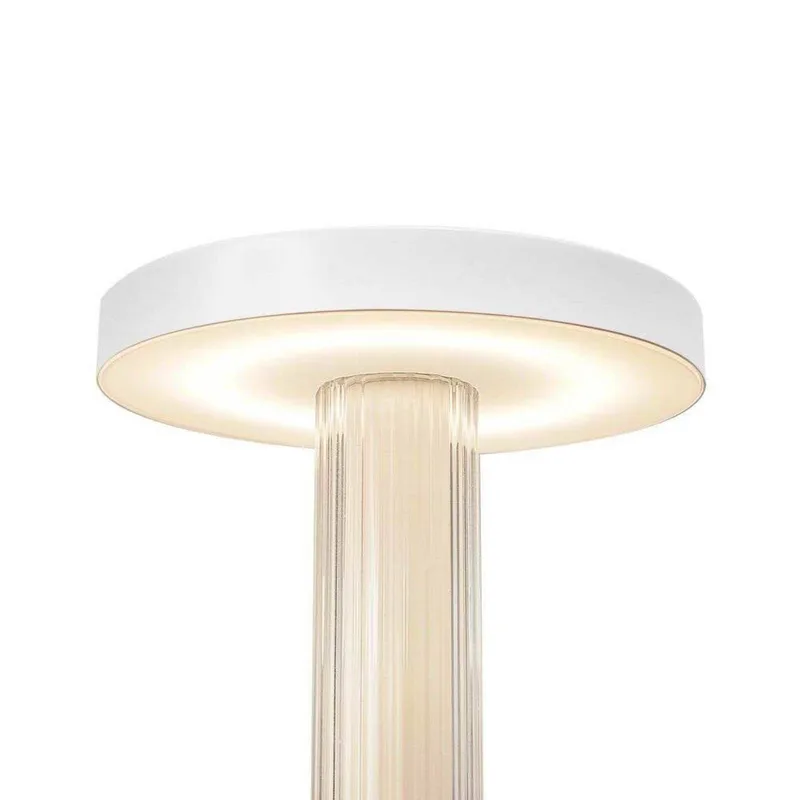 LED tafellamp Trezzi, wit, hoogte 22 cm, metaal/glas von Nordlux in Weiß, Transparent – Produktfoto 2 von 5