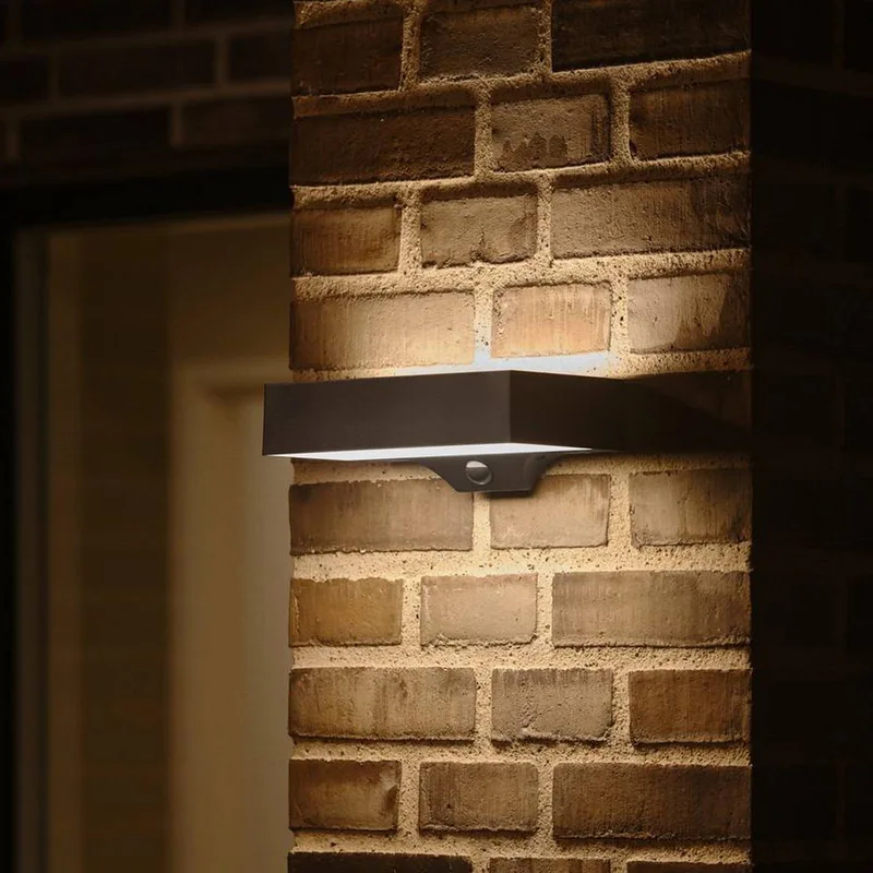 LED-zonne-buitenwandlamp Monay Square IP44 by Nordlux in Zwart – product photo