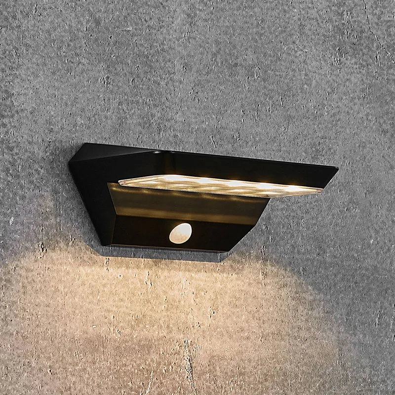 LED-zonne-wandlamp Agena met bewegingsmelder by Nordlux in Zwart – product photo