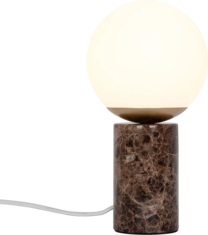 Lilly-tafellamp-E14-opaal glas-bruin marmer von Nordlux in Bruin – Produktfoto