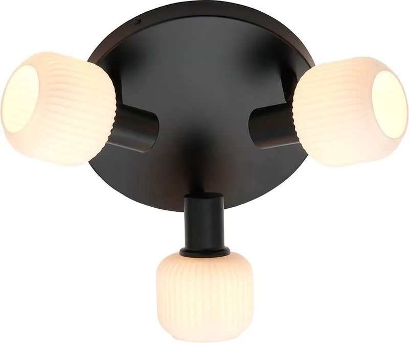 Milford mini-plafondlamp-3 Rondel-E14-opaal glas/zwart van Nordlux in Zwart – productfoto