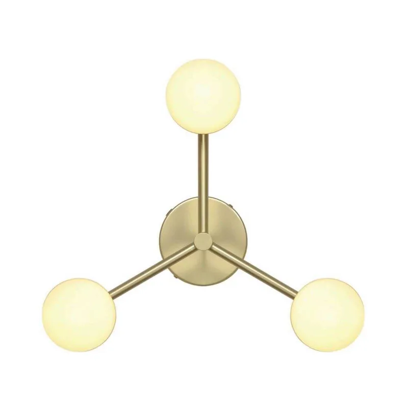 Plafondlamp Contina, messingkleurig, Ø 48 cm, metaal/glas van Nordlux in Geborsteld messing, opaal – productfoto