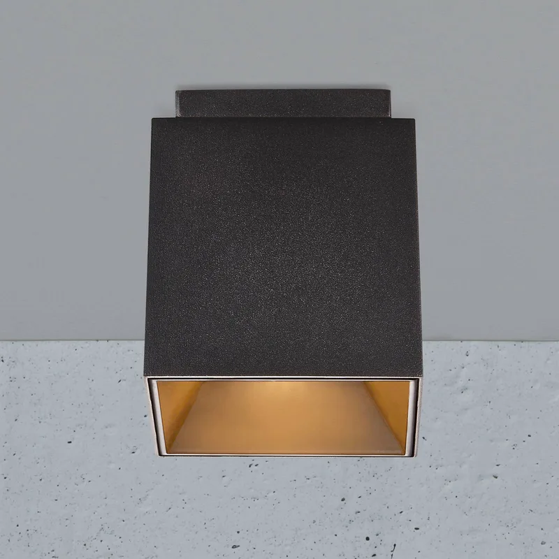 Plafondspot Ethan, 1-lamp, zwart van Nordlux in Mat zwart, messing – productfoto