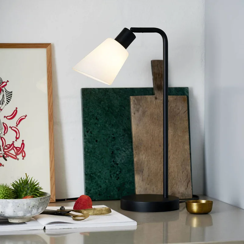 tafellamp Molli, hoogte 46 cm, zwart, glas/metaal by Nordlux in Zwart, wit – product photo