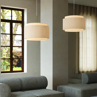Takai-hanglamp met een dubbellaagse stoffen kap by Nordlux in Beige, White – product photo 3 of 4