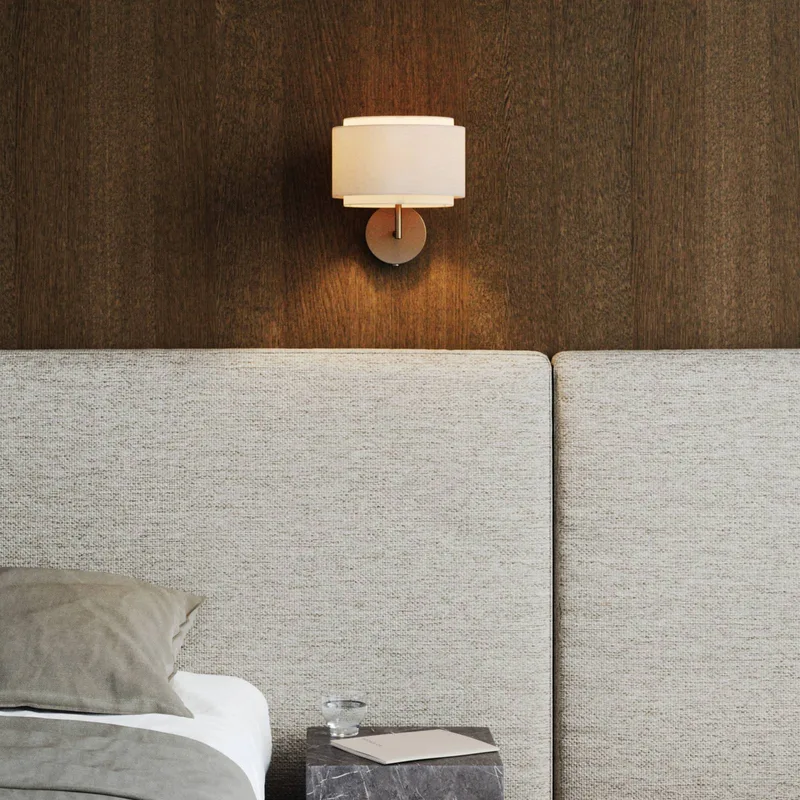 Takai-wandlamp met een textielkap met twee lagen by Nordlux in Beige, Gebronsd messing – product photo 2 of 5