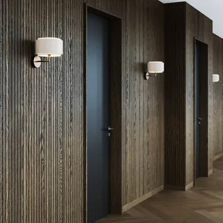 Takai-wandlamp met een textielkap met twee lagen by Nordlux in Beige, Gebronsd messing – product photo 3 of 5