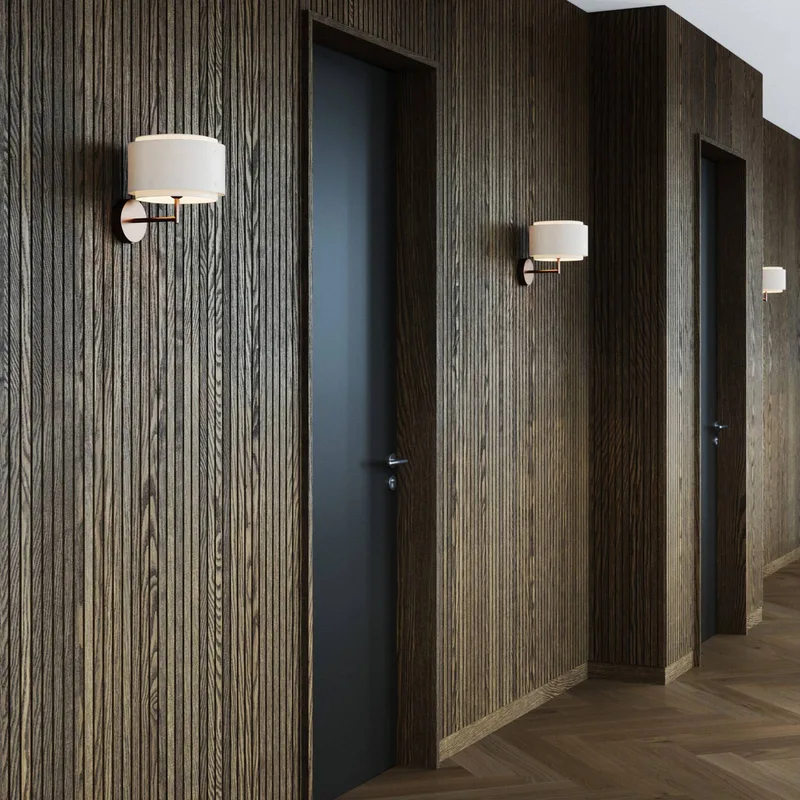 Takai-wandlamp met een textielkap met twee lagen by Nordlux in Beige, Gebronsd messing – product photo 3 of 5