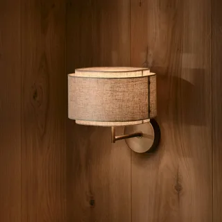 Takai-wandlamp met een textielkap met twee lagen by Nordlux in Beige, Gebronsd messing – product photo 1 of 5
