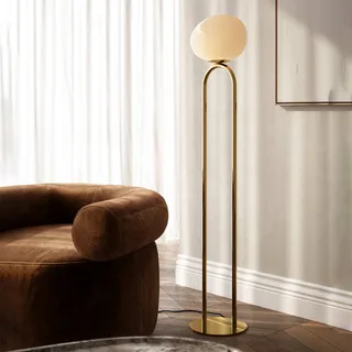 Vloerlamp Shapes met glazen kap, wit/messing by Nordlux in White, Brass, Black – product photo 1 of 2