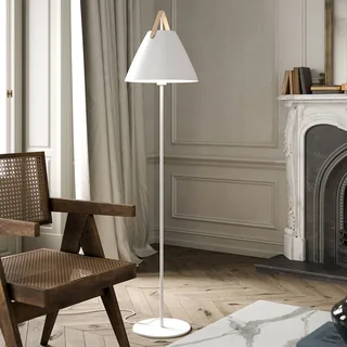 Vloerlamp Strap van metaal met leren band van Nordlux in Wit – productfoto 1 van 5