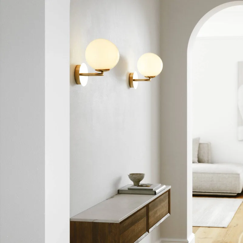 Wandlamp Shapes met glazen kap, wit/messing van Nordlux in Wit, Messing, Zwart – productfoto