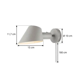 Wandlamp Stay Short met stekker, grijs de Nordlux en Gris, Blanc – photo du produit 3 sur 3