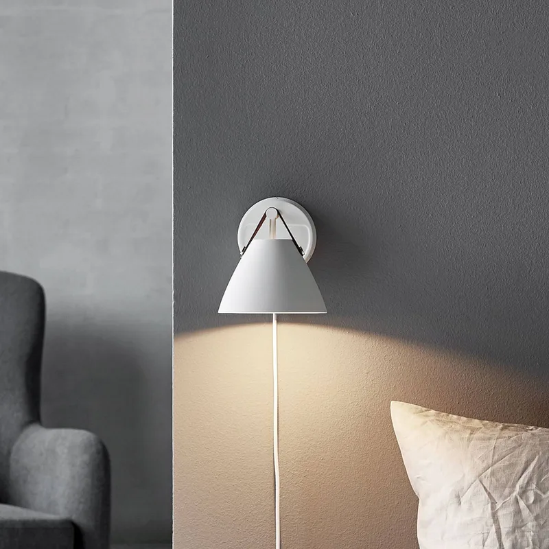 Wandlamp Strap met leren riem, wit de Nordlux en Blanc, Marron – photo du produit 3 sur 4