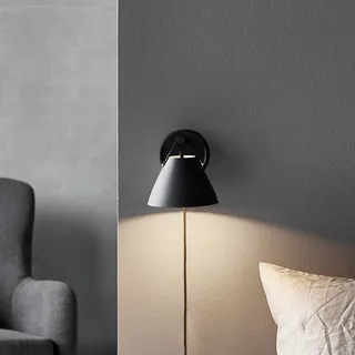 Wandlamp Strap met leren riem, zwart by Nordlux in Black, Chrome – product photo 2 of 4