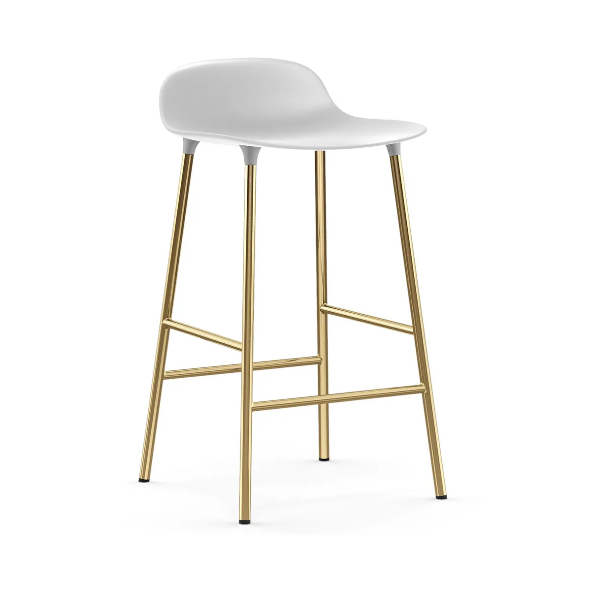 Barhocker Form - Weiß - Messingbeschichteter Stahl - Designer Simon Legald von Normann Copenhagen – Produktfoto