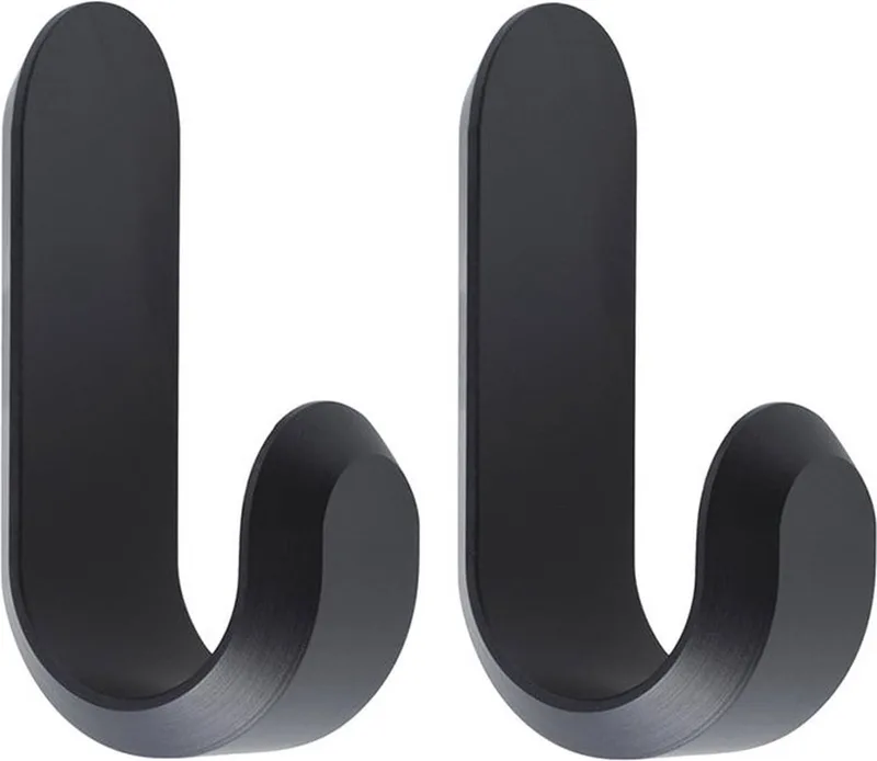 Curve Mini Hooks - Wandhaken Mat - H 5,8 x B 2,1 x D 3 cm (2 stuks) de Normann Copenhagen en Zwart – photo du produit