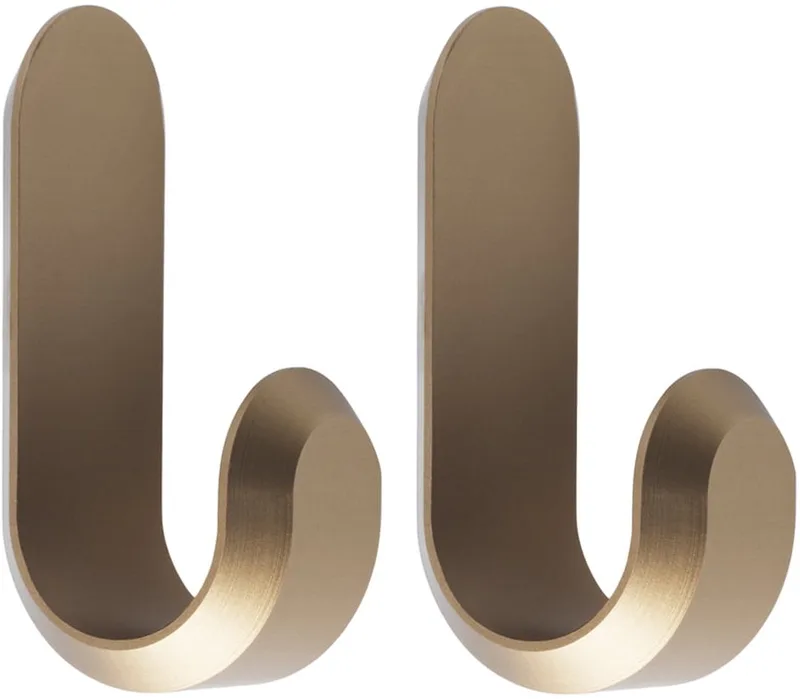 Curve Wandhaak Mini, mat (set van 2) de Normann Copenhagen en Goud – photo du produit