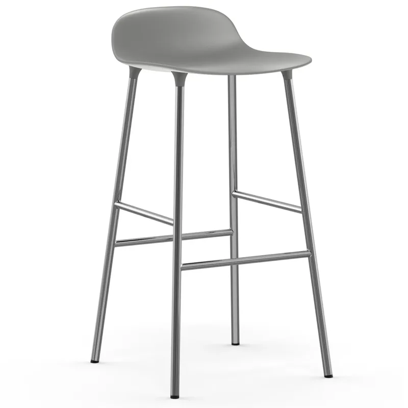 Form Barstuhl verchromte Beine 75cm Grau från Normann Copenhagen – produktbild