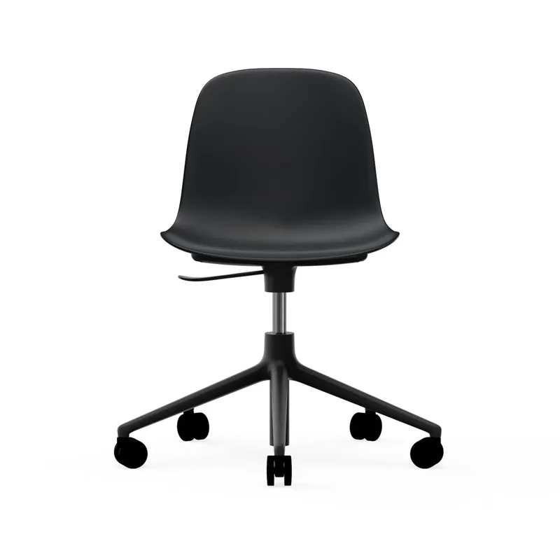 Form chair drehbar, 5W Bürostuhl Schwarz, Schwarzes Aluminium, Rollen by Normann Copenhagen – product photo