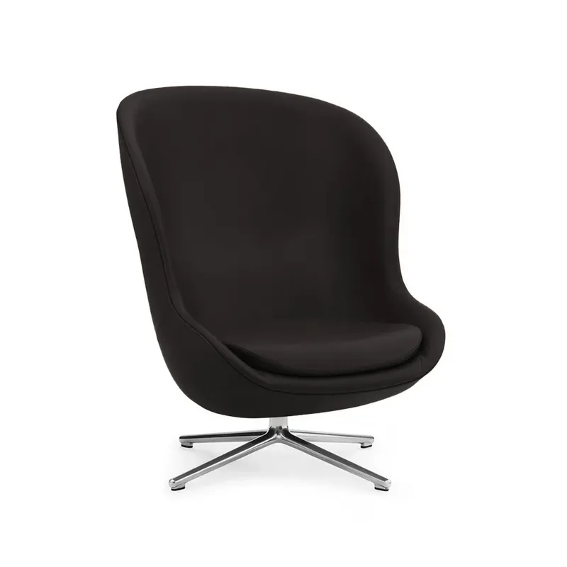 Hyg Sessel Leder ultra 41580 antracit, Drehfuß aus Aluminium från Normann Copenhagen – produktbild