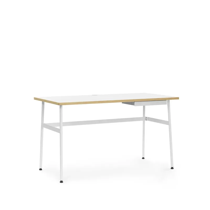 Journal Schreibtisch Weiß laminat, Weiße Stahlbeine und Schublade by Normann Copenhagen – product photo