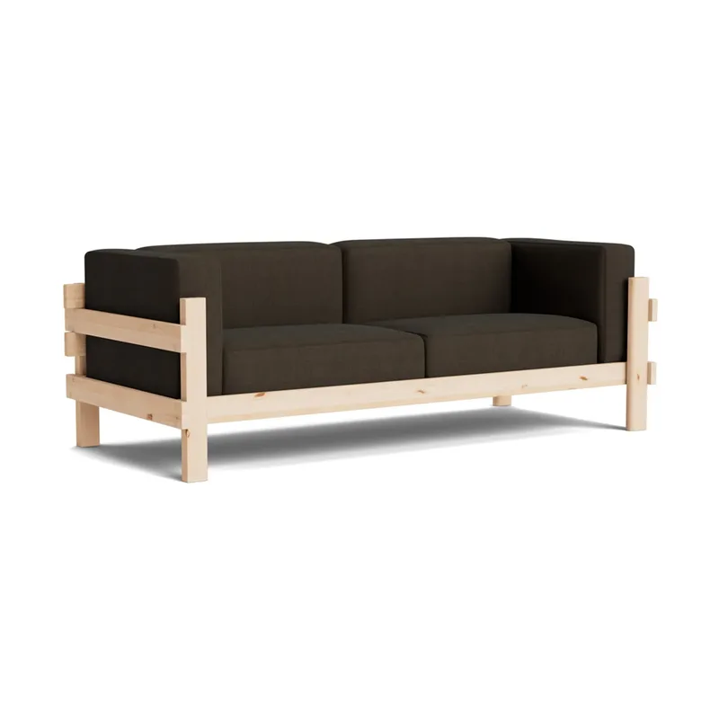 Kube Sofa Lackiertes Kiefernholz-Stoff Remix 356 Brown, 220 cm från Normann Copenhagen – produktbild