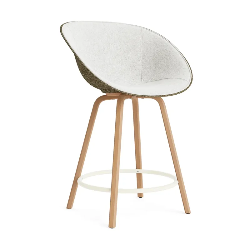 Mat Bar Armchair Armlehnstuhl mit Vorderpolsterung, 65 cm Hallingdal 110-seaweed-beech-cream steel by Normann Copenhagen – product photo