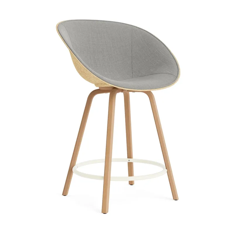 Mat Bar Armchair Armlehnstuhl mit Vorderpolsterung, 65 cm Remix 133-hemp-beech-cream steel från Normann Copenhagen – produktbild