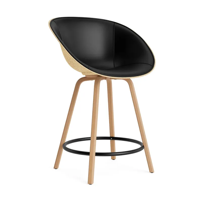 Mat Bar Armchair Armlehnstuhl mit Vorderpolsterung, 65 cm Ultra 41599-hemp-beech-black steel från Normann Copenhagen – produktbild