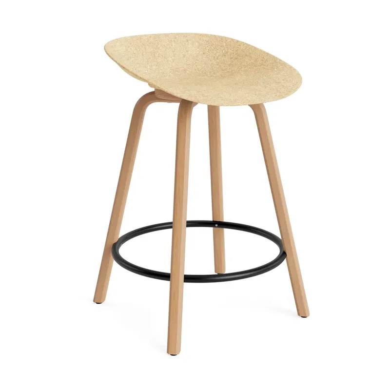 Mat Barstool Barhocker 65 cm Hemp-beech-black steel von Normann Copenhagen – Produktfoto