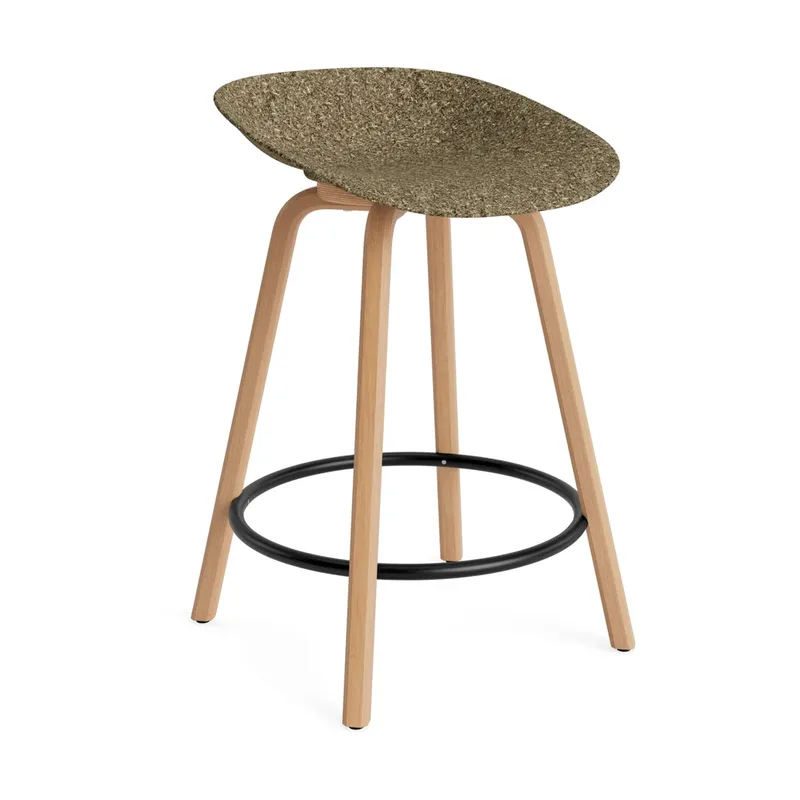 Mat Barstool Barhocker 65 cm Seaweed-beech-black steel von Normann Copenhagen – Produktfoto