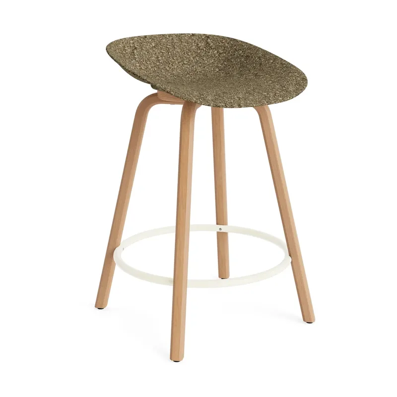 Mat Barstool Barhocker 65 cm Seaweed-beech-cream steel by Normann Copenhagen – product photo