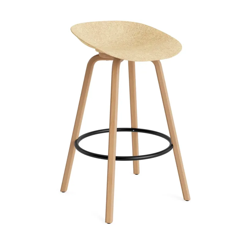 Mat Barstool Barhocker 75 cm Hemp-beech-black steel by Normann Copenhagen – product photo