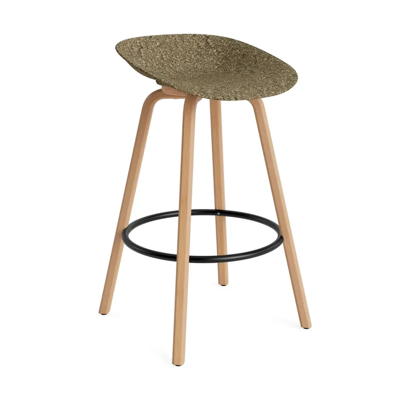 Mat Barstool Barhocker 75 cm Seaweed-beech-black steel de Normann Copenhagen – photo du produit