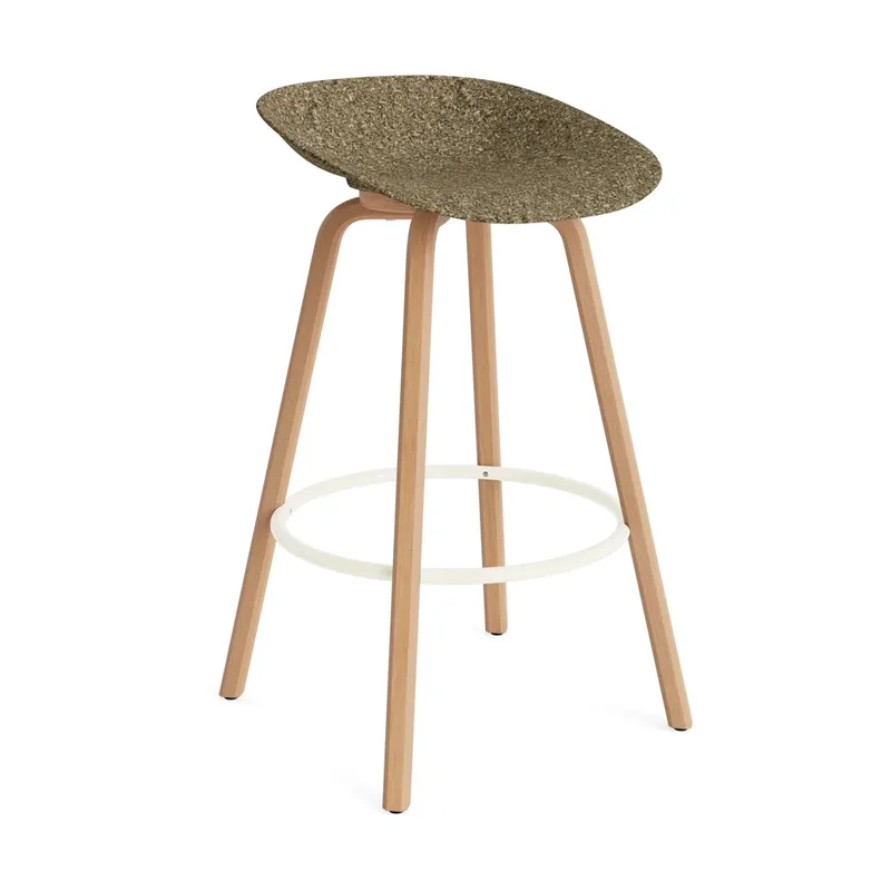 Mat Barstool Barhocker 75 cm Seaweed-beech-cream steel von Normann Copenhagen – Produktfoto