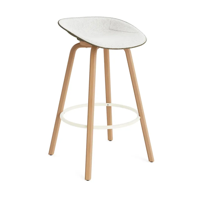 Mat Barstool Barhocker mit Vorderpolsterung, 75 cm Hallingdal 110-seaweed-beech-cream steel von Normann Copenhagen – Produktfoto