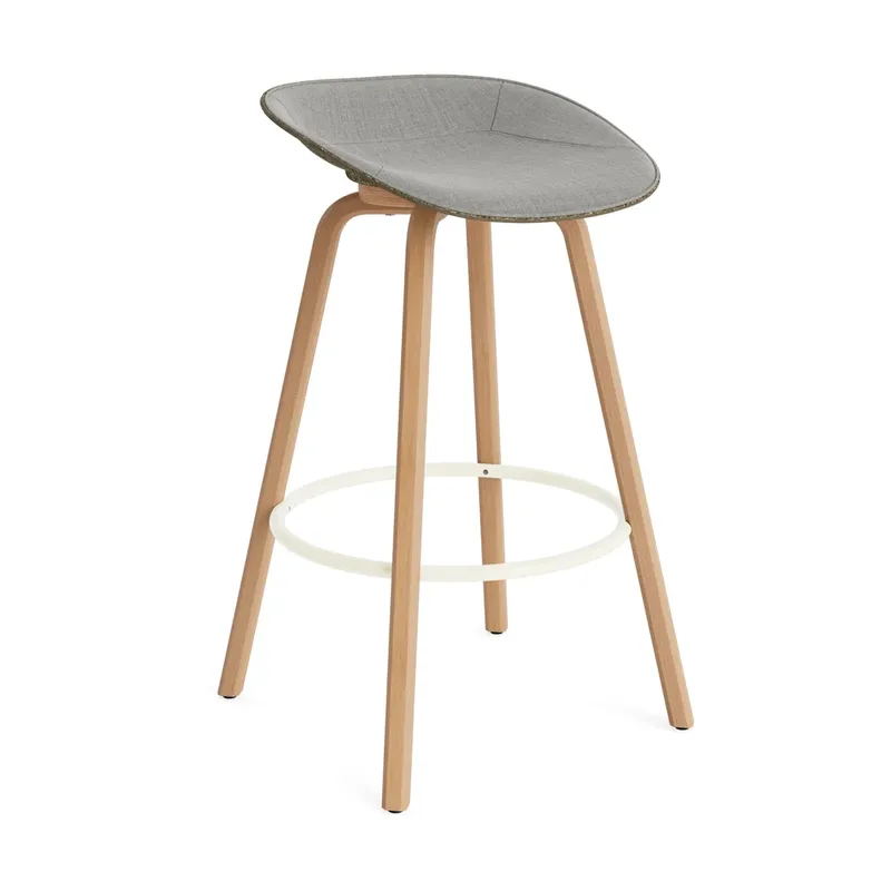 Mat Barstool Barhocker mit Vorderpolsterung, 75 cm Remix 133-seaweed-beech-cream steel von Normann Copenhagen – Produktfoto