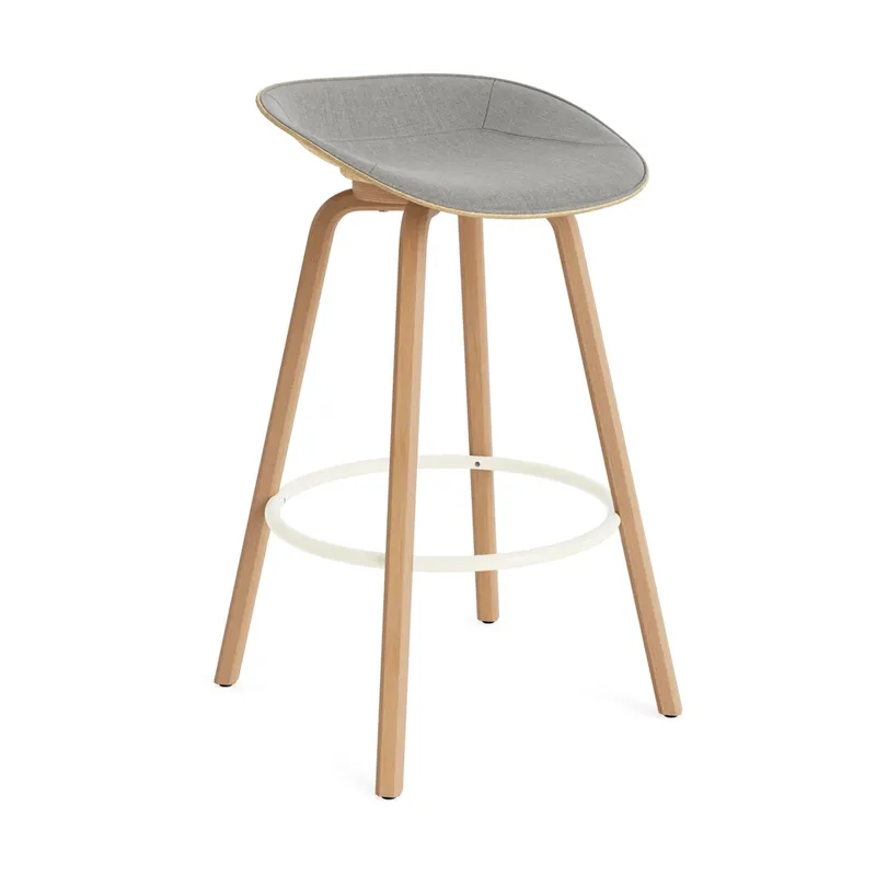 Mat Barstool Barhocker mit Vorderpolsterung, 75 cm Remix 133-hemp-beech-cream steel de Normann Copenhagen – photo du produit