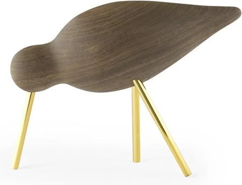Shorebird Vogel Decoratie Medium Walnoot Messing by Normann Copenhagen in Bruin – product photo